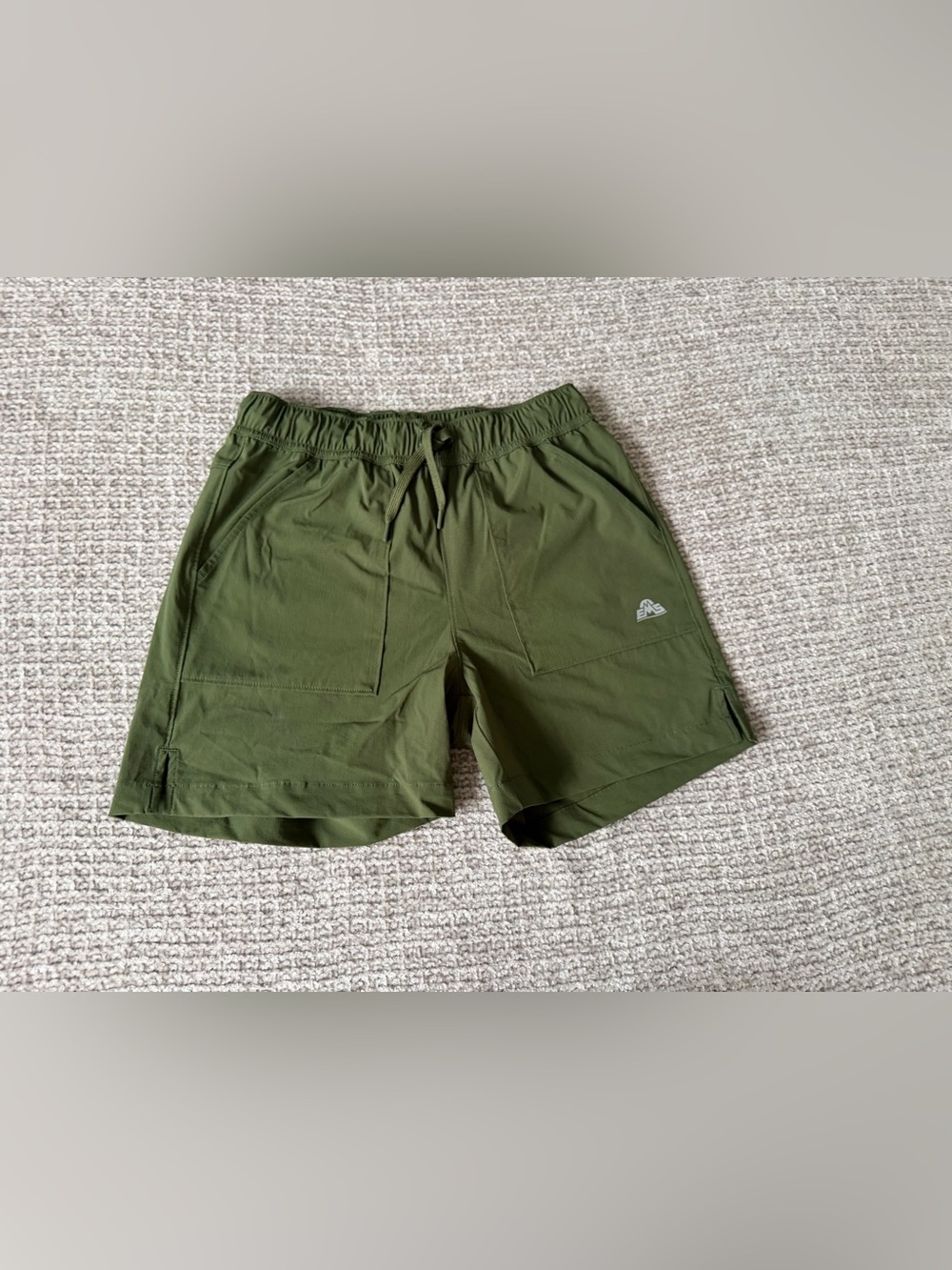 Women’s Olive Green Athletic Shorts with Elastic Drawstring Waist EMS